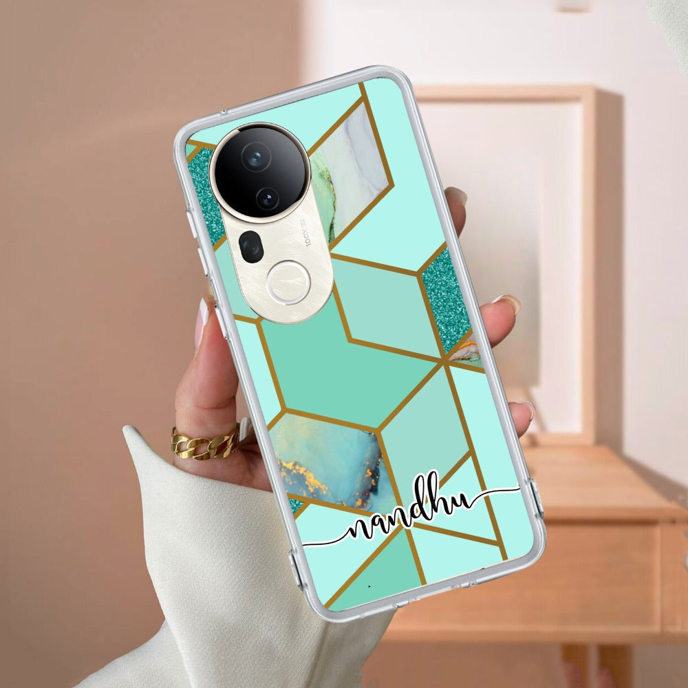Marble Green Customize Transparent Silicon Case For Vivo