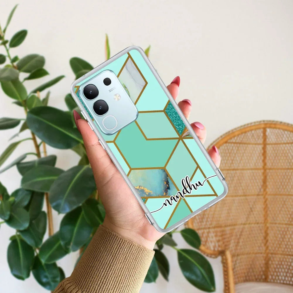 Marble Green Customize Transparent Silicon Case For Vivo V21e 5G