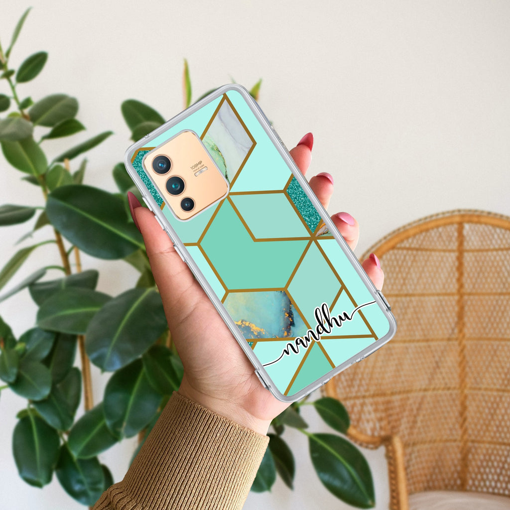 Marble Green Customize Anti Yellow Case For Vivo V23 5G