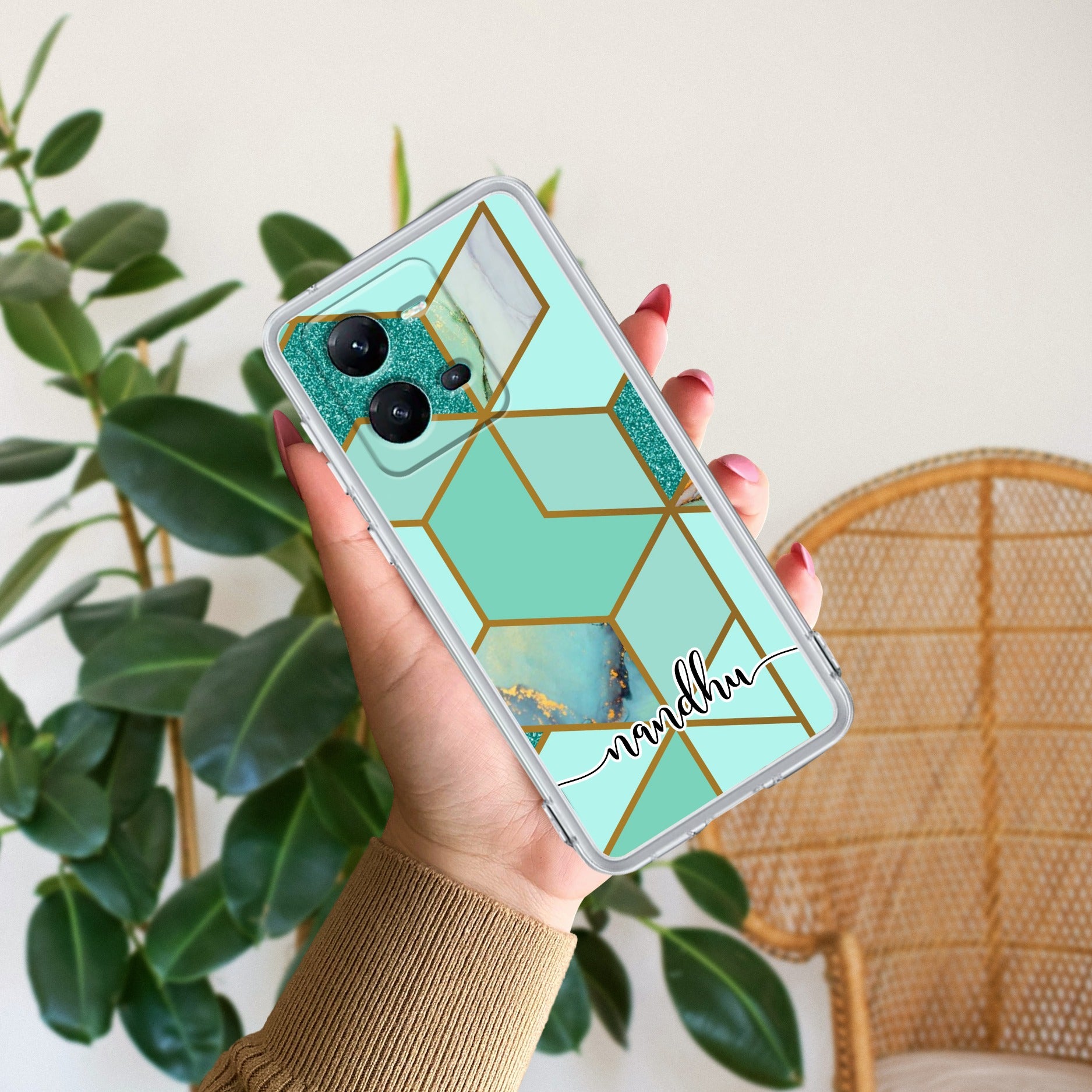 Marble Green Customize Transparent Silicon Case For Vivo V25