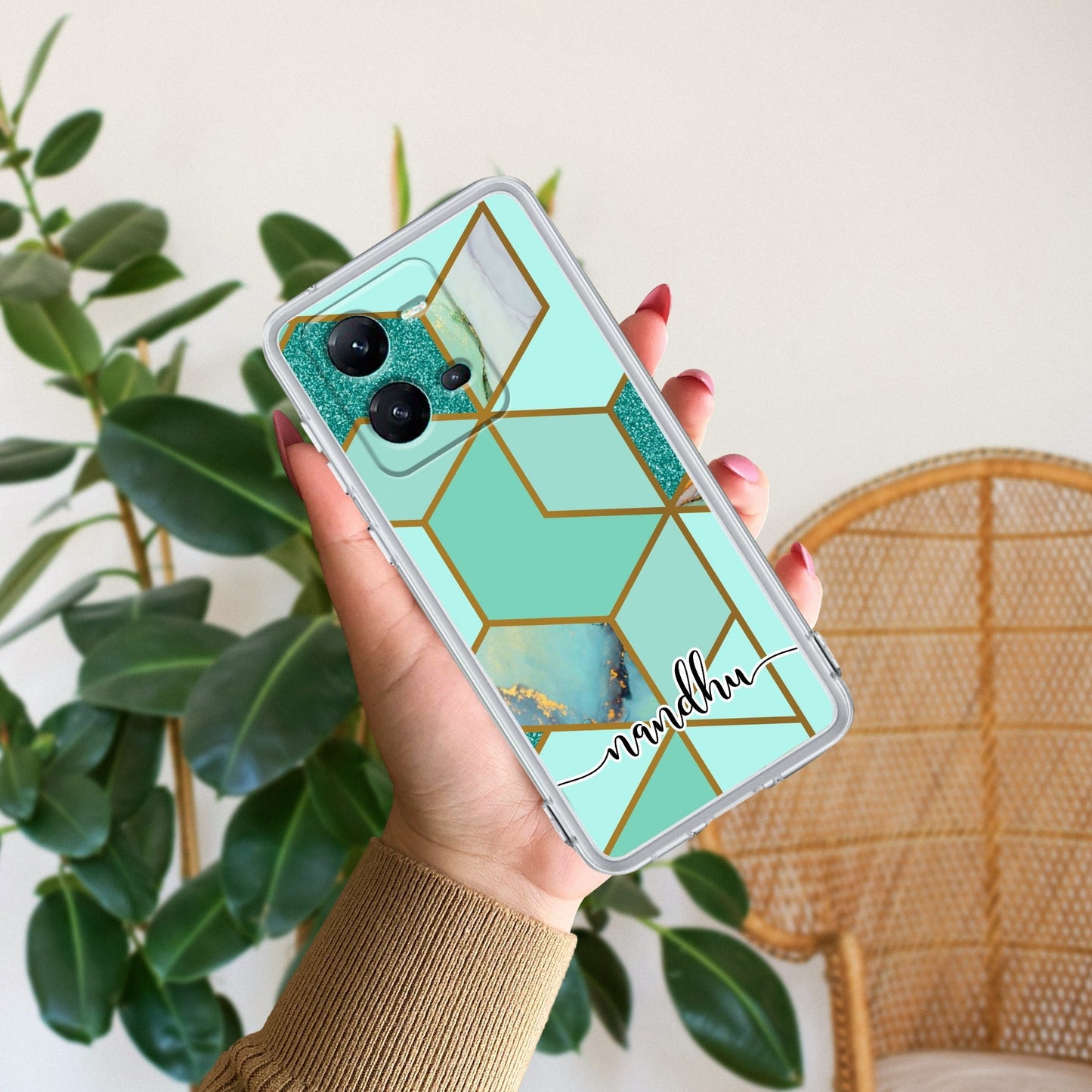 Marble Green Customize Transparent Silicon Case For Vivo
