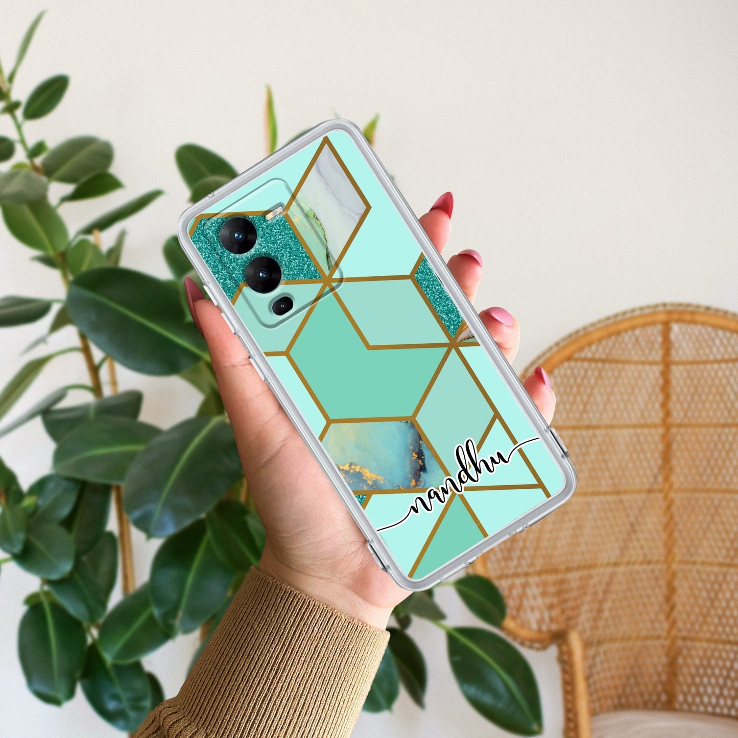 Marble Green Customize Transparent Silicon Case For Vivo