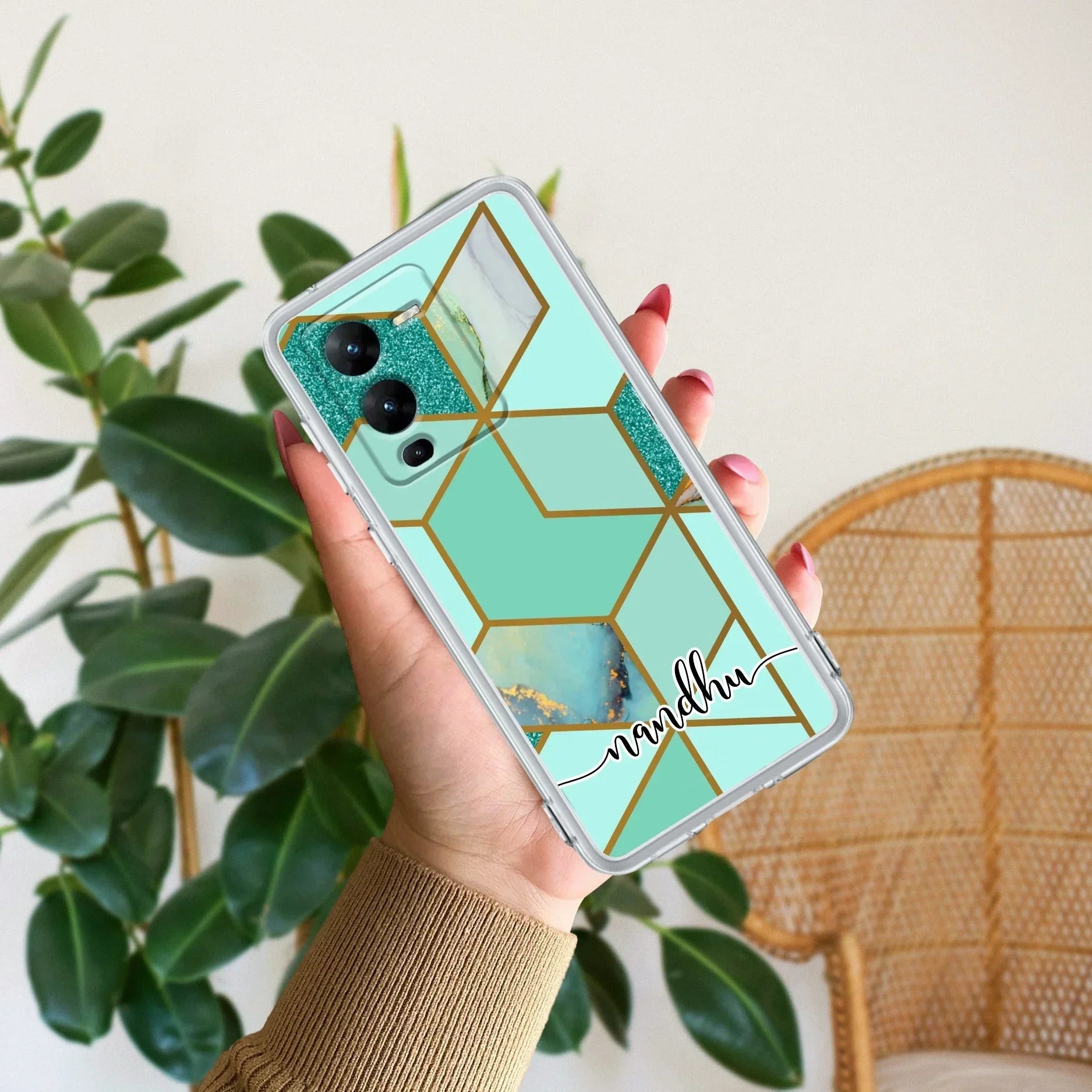 Marble Green Customize Transparent Silicon Case For Vivo V25 Pro 5G