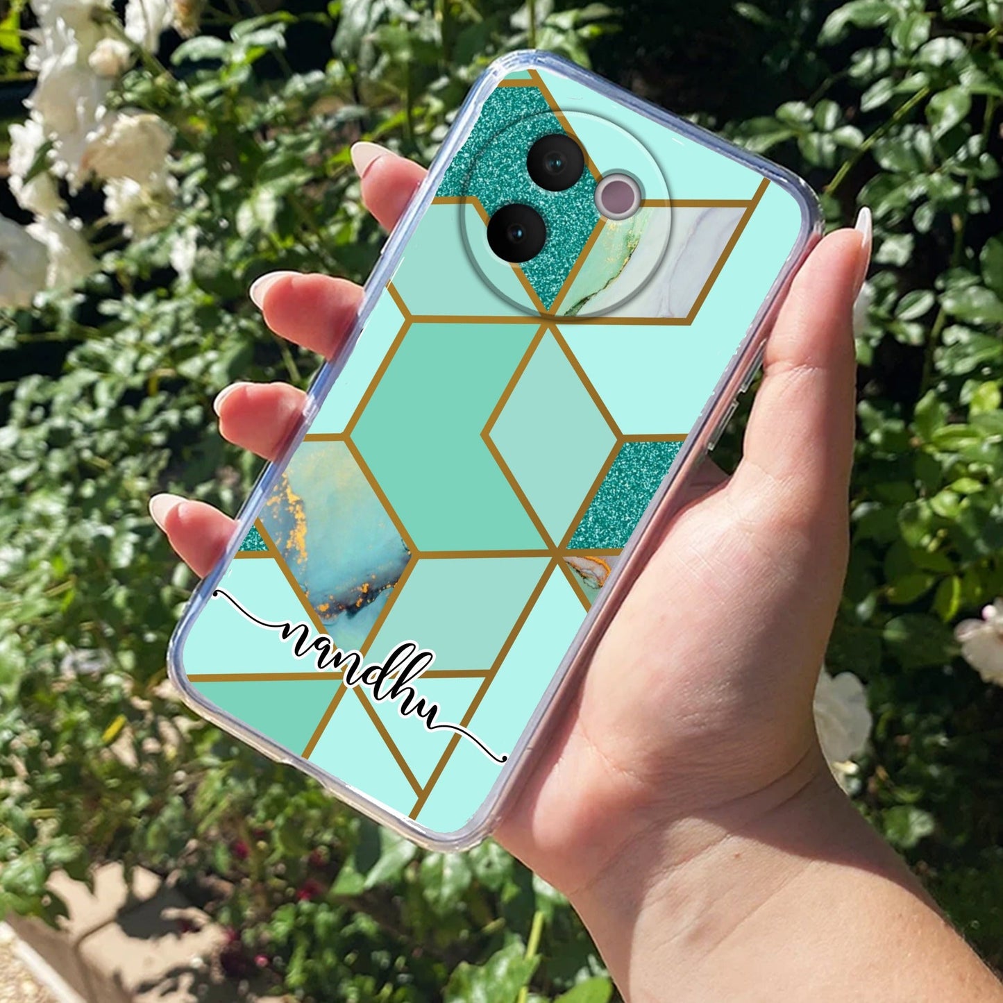 Marble Green Customize Transparent Silicon Case For Vivo