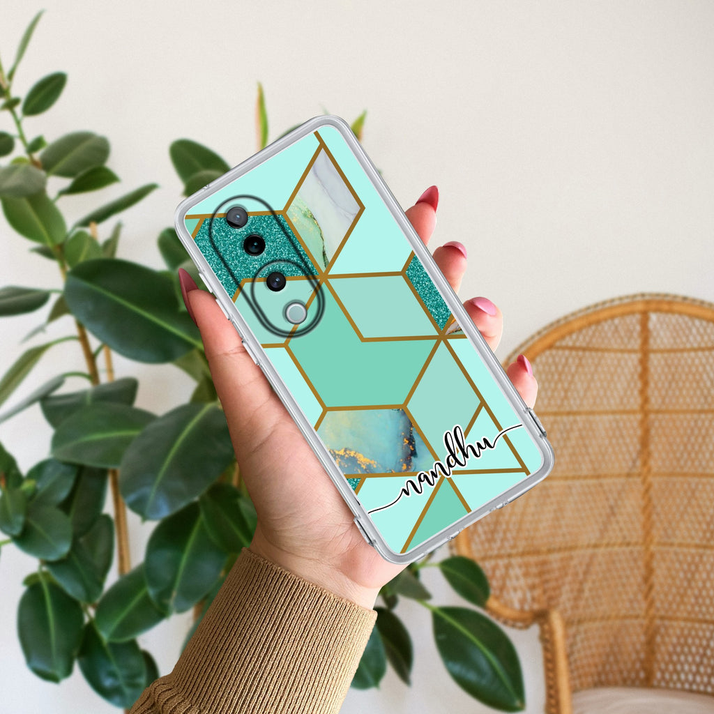 Marble Green Customize Transparent Silicon Case For Vivo T3 Ultra