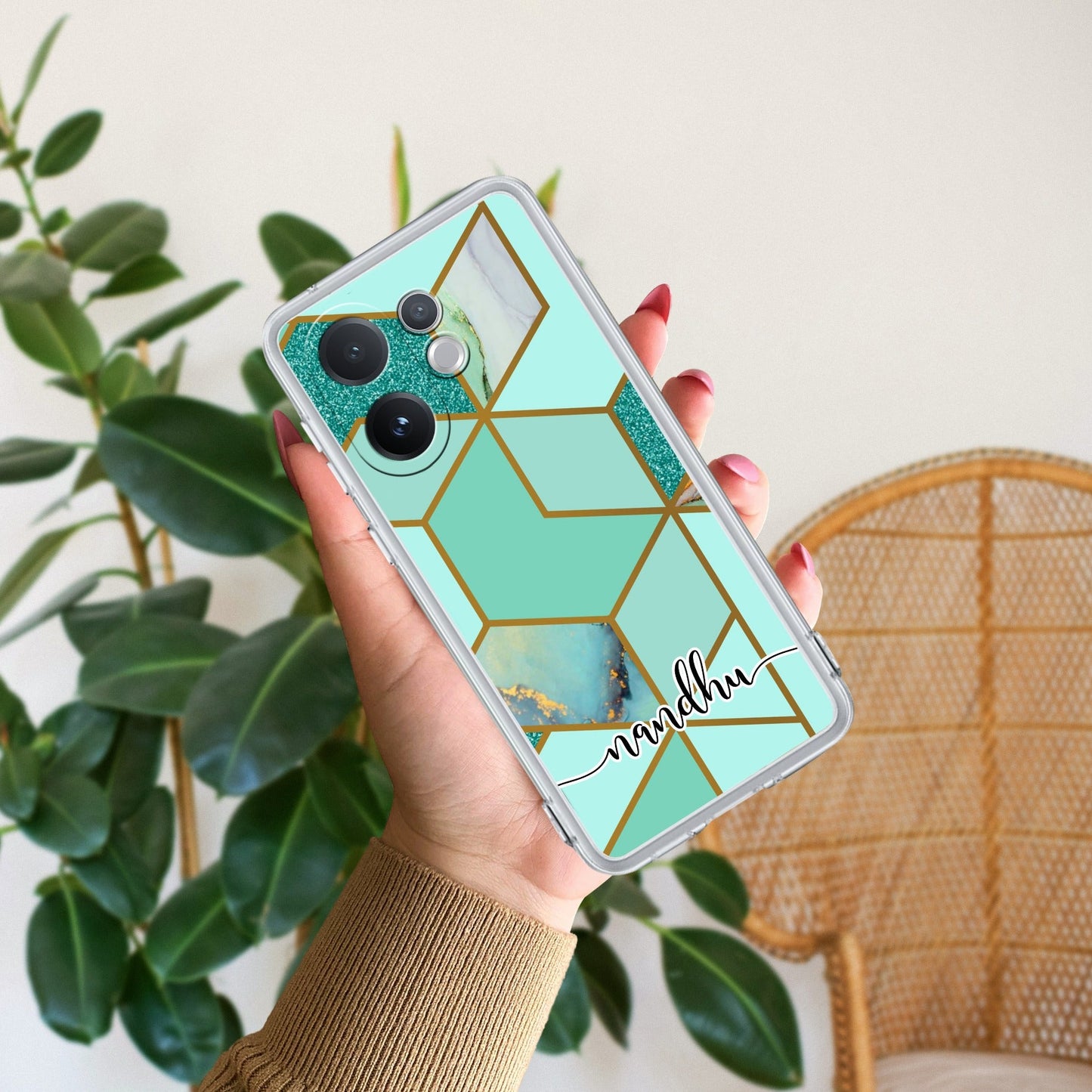 Marble Green Customize Transparent Silicon Case For Vivo
