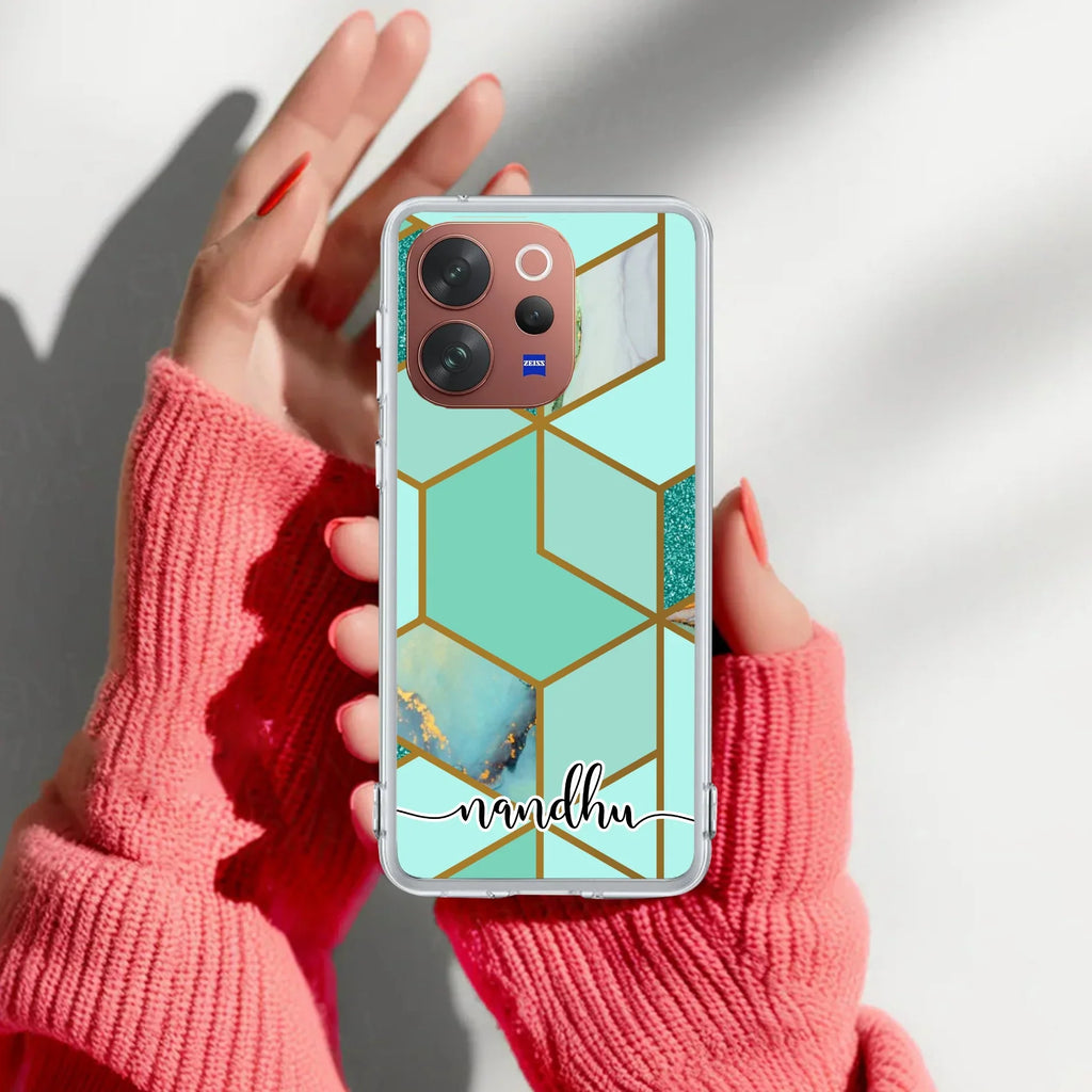 Marble Green Customize Transparent Silicon Case For Vivo X200 FE