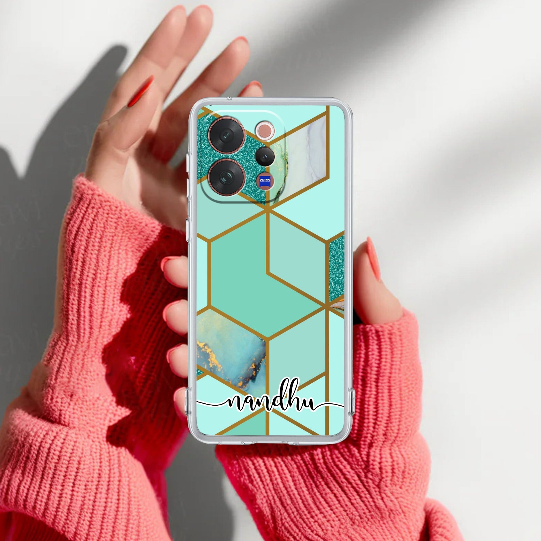 Marble Green Customize Transparent Silicon Case For Vivo V70 Elite 5G