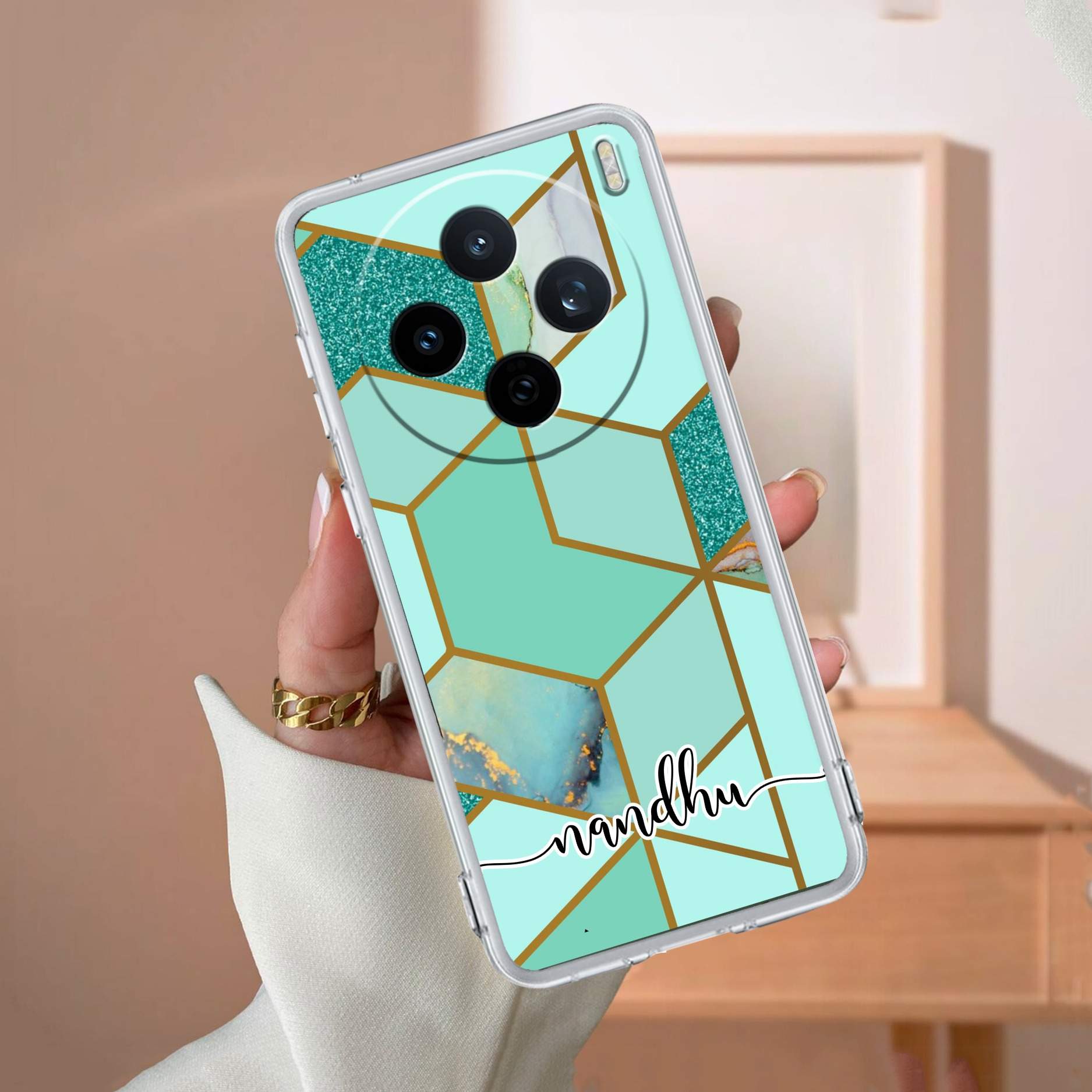Marble Green Customize Transparent Silicon Case For Vivo X200T 5G