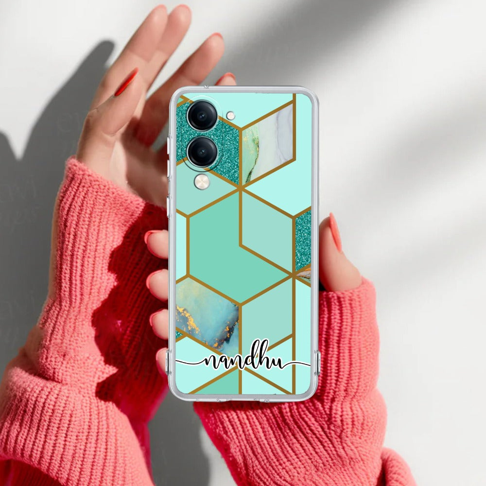 Marble Green Customize Transparent Silicon Case For iQOO