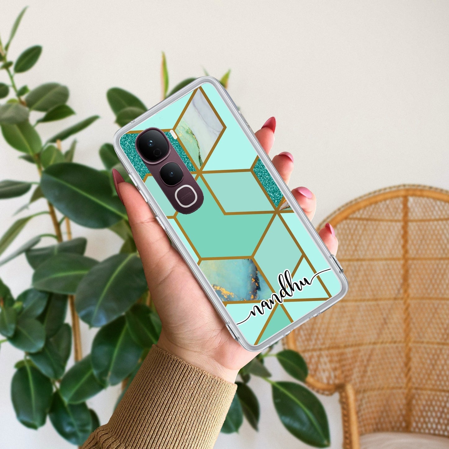 Marble Green Customize Transparent Silicon Case For Vivo