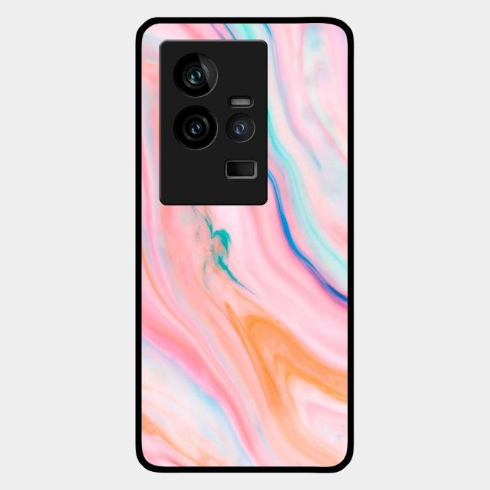 Marble Pattern Fluid Textured Glass Case Cover For iQOO - ShopOnCliQ