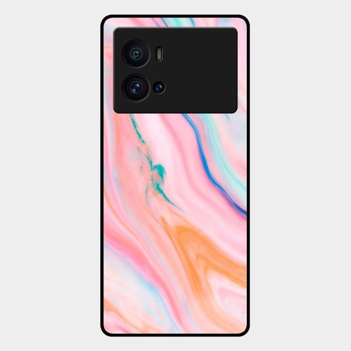 Marble Pattern Fluid Textured Glass Case Cover For iQOO - ShopOnCliQ