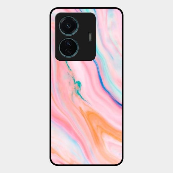 Marble Pattern Fluid Textured Glass Case Cover For Vivo - ShopOnCliQ