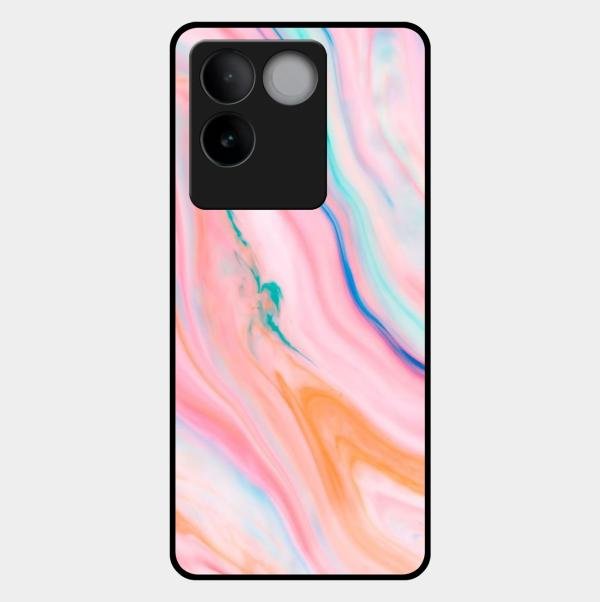 Marble Pattern Fluid Textured Glass Case Cover For Vivo - ShopOnCliQ