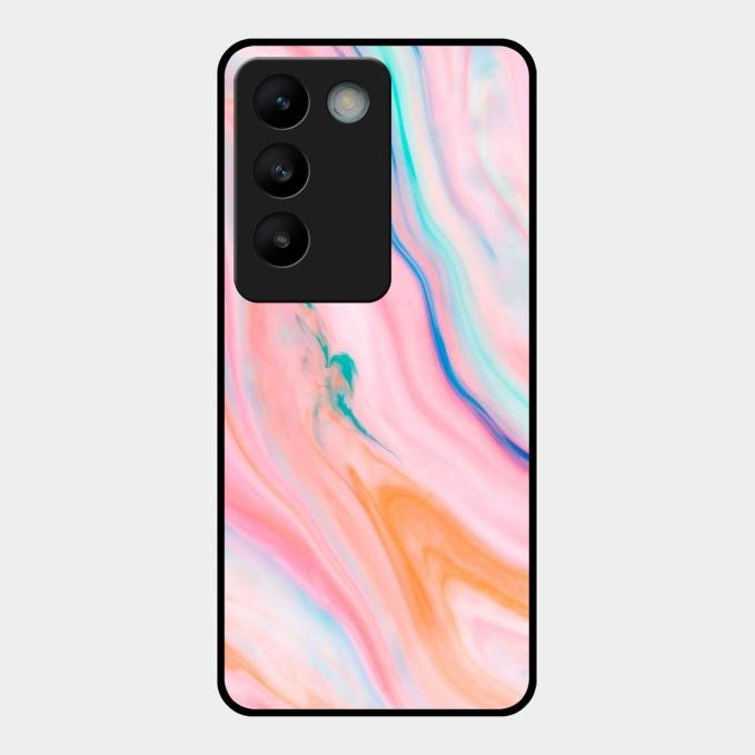 Marble Pattern Fluid Textured Glass Case Cover For Vivo - ShopOnCliQ