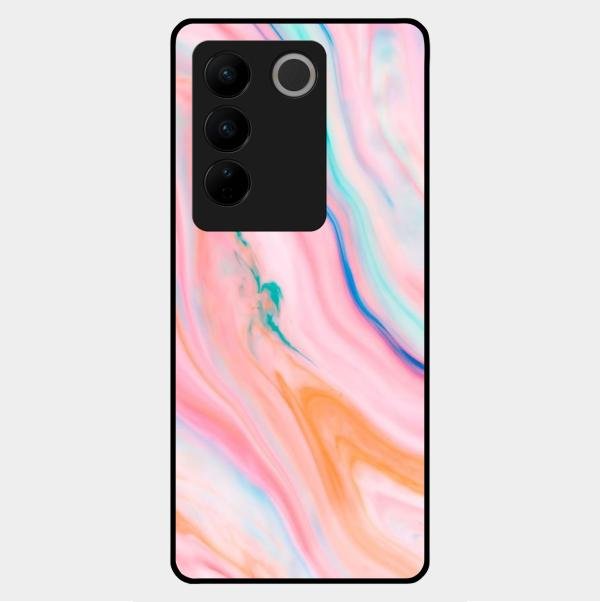 Marble Pattern Fluid Textured Glass Case Cover For Vivo - ShopOnCliQ