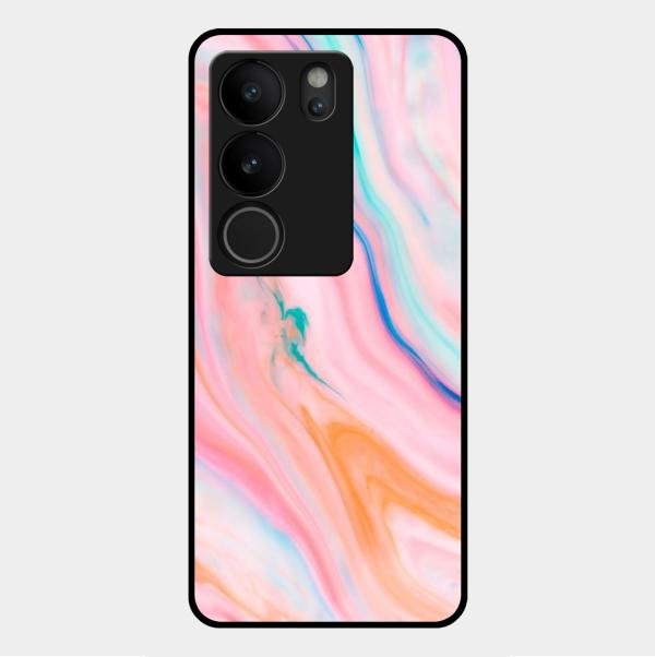 Marble Pattern Fluid Textured Glass Case Cover For Vivo - ShopOnCliQ