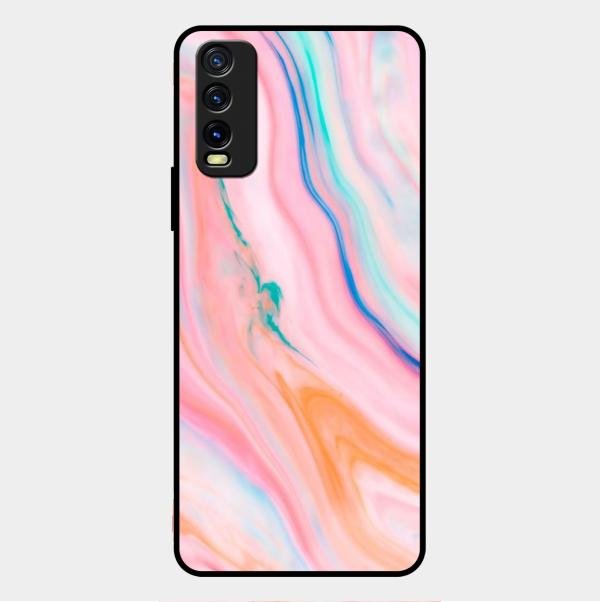 Marble Pattern Fluid Textured Glass Case Cover For Vivo - ShopOnCliQ