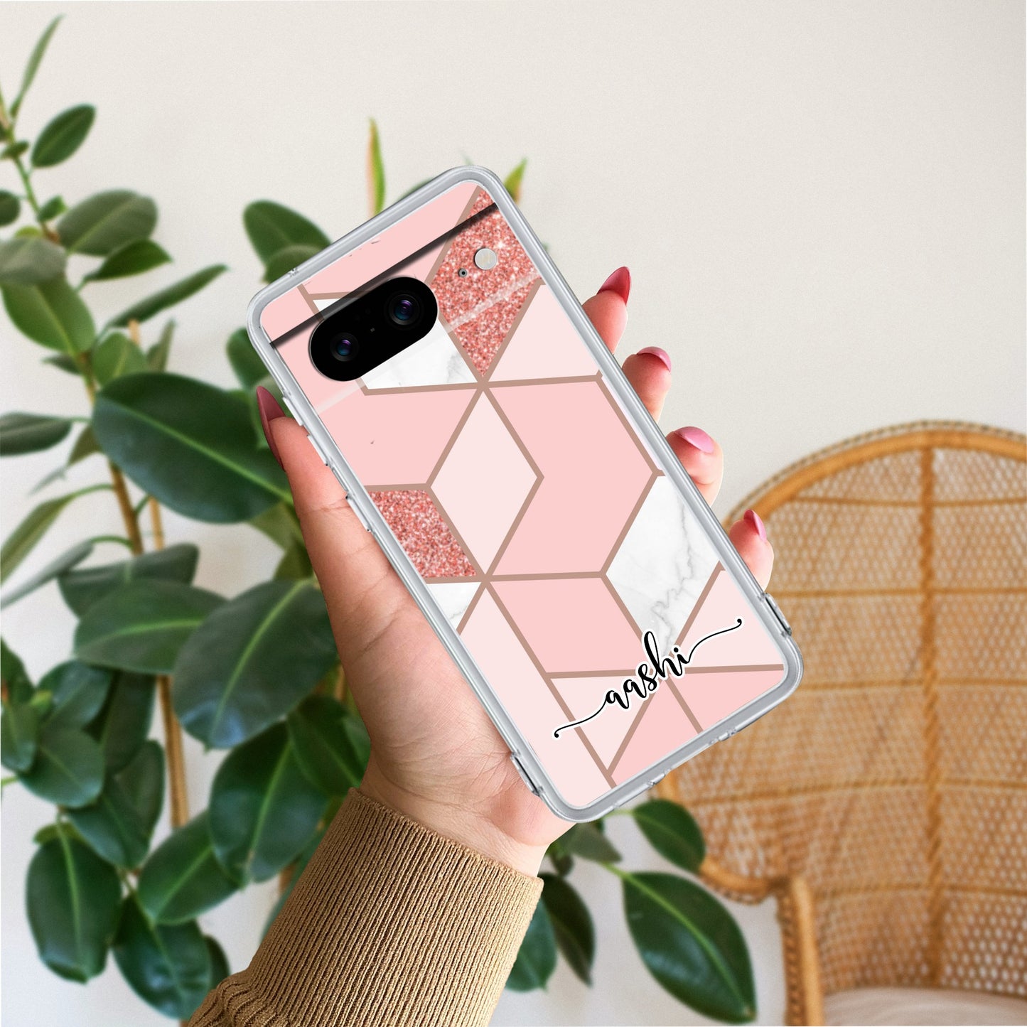 Marble Pink Customize Transparent Silicon Case For Google