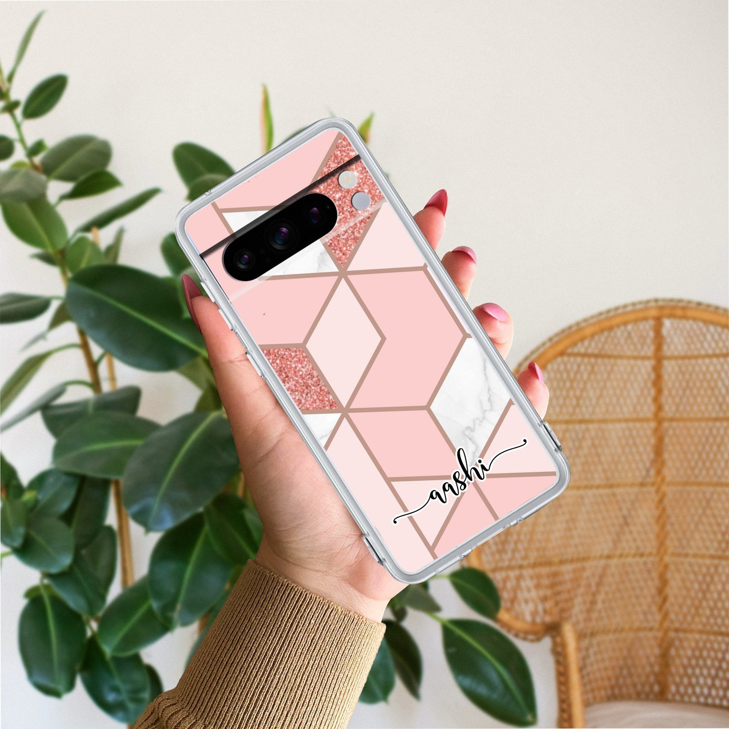 Marble Pink Customize Transparent Silicon Case For Google