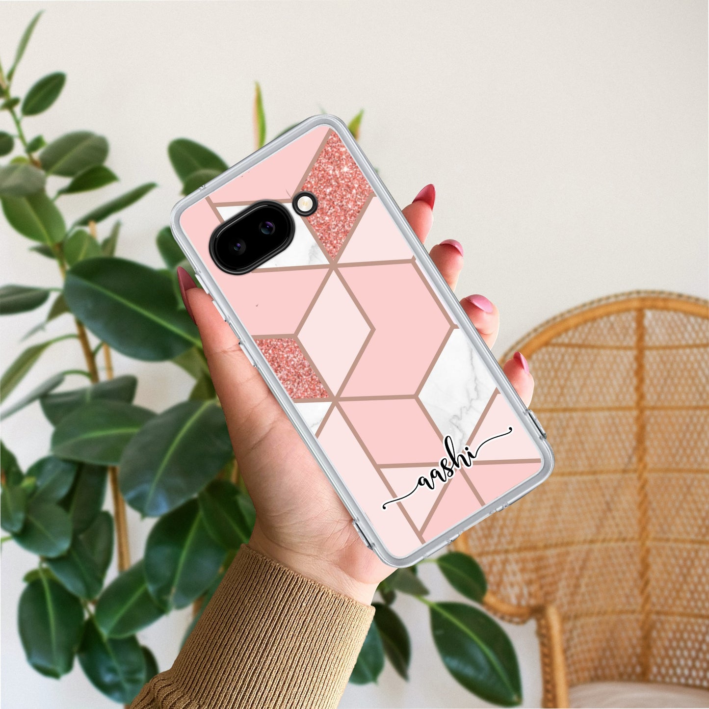 Marble Pink Customize Transparent Silicon Case For Google