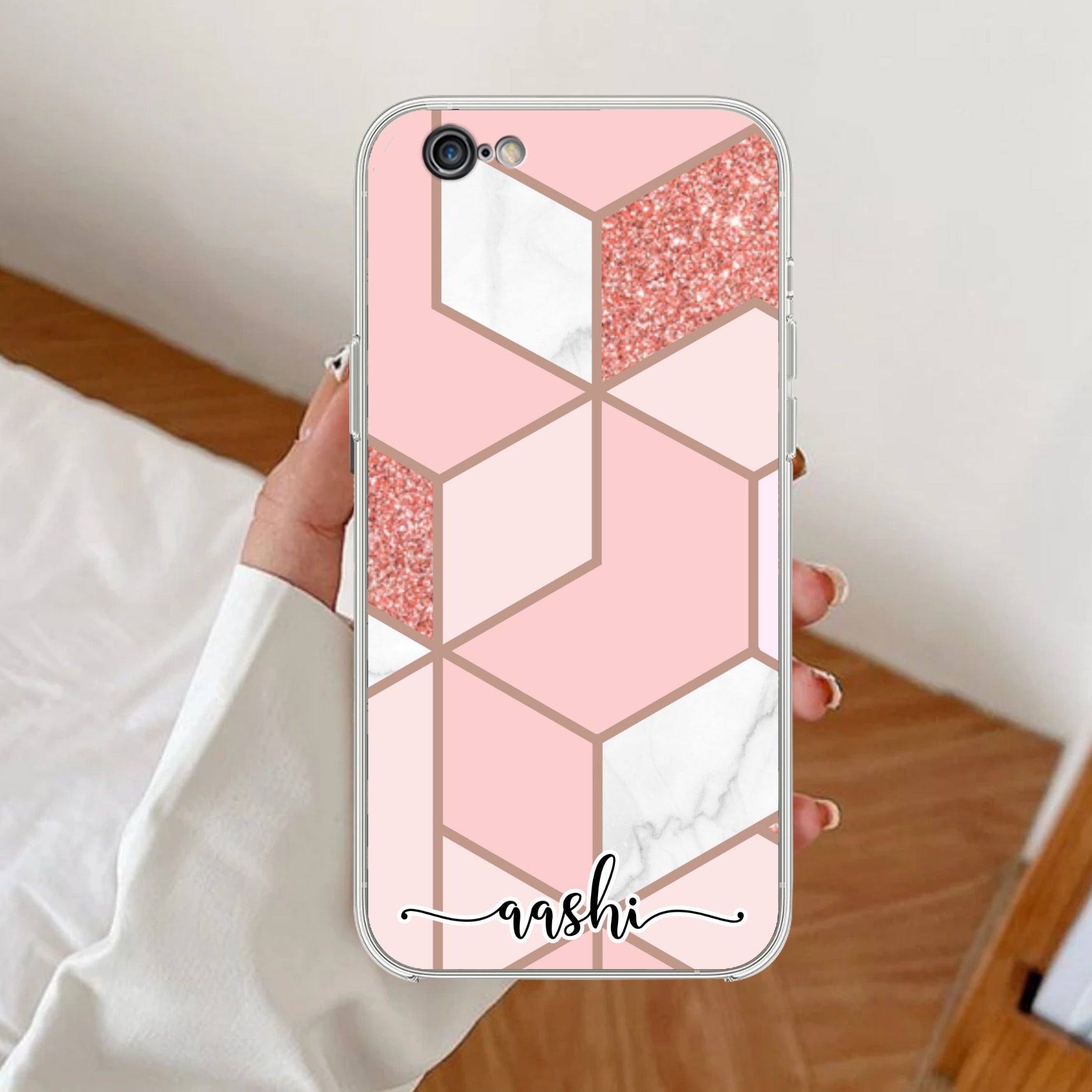 Marble Pink Customize Transparent Silicon Case For iPhone