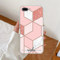 Marble Pink Customize Transparent Silicon Case For iPhone 7 Plus / iPhone 8 Plus