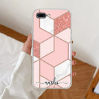 Marble Pink Customize Anti Yellow Clear Case For iPhone 7 Plus / iPhone 8 Plus