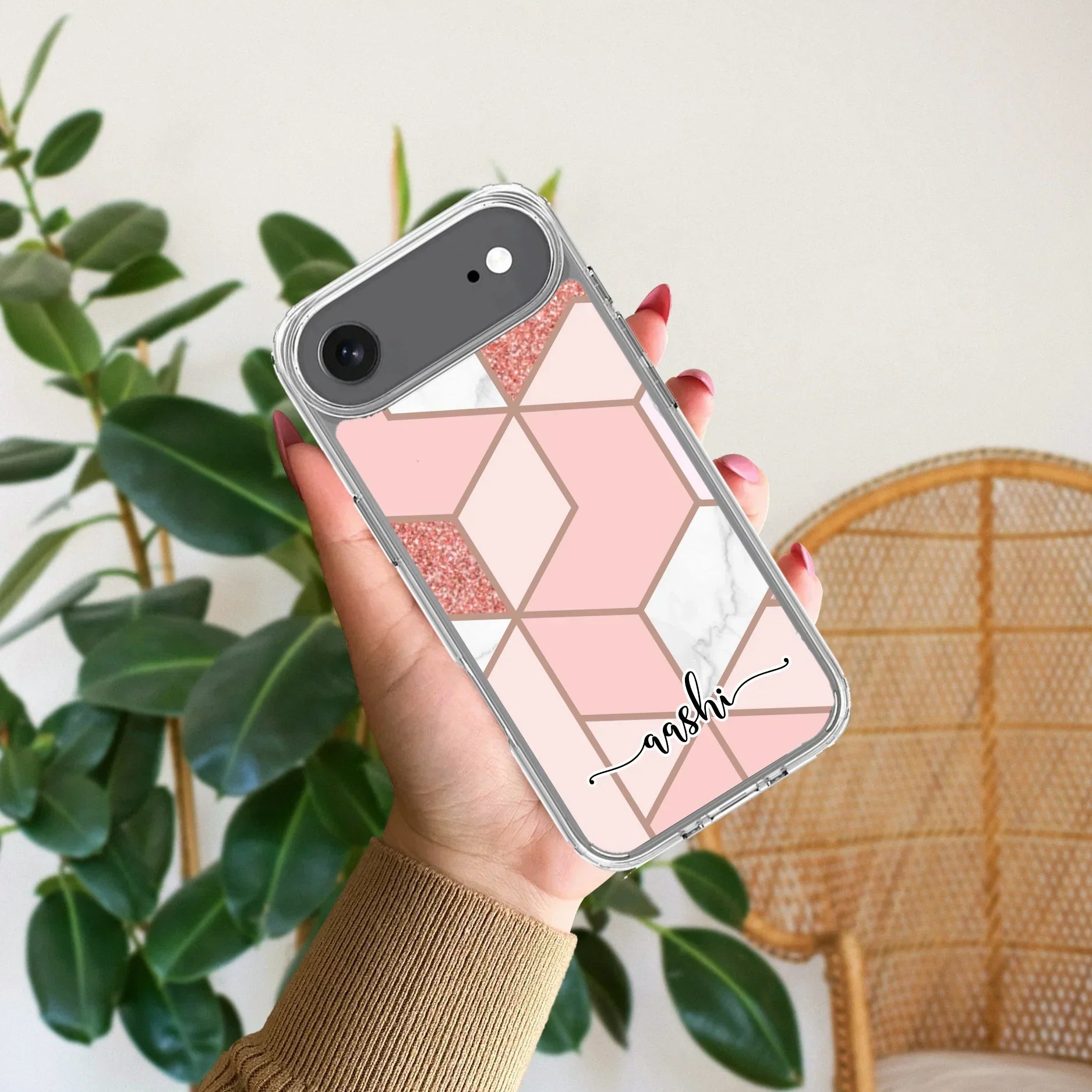 Marble Pink Customize Transparent Silicon Case For iPhone