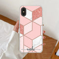 Marble Pink Customize Transparent Silicon Case For iPhone XR