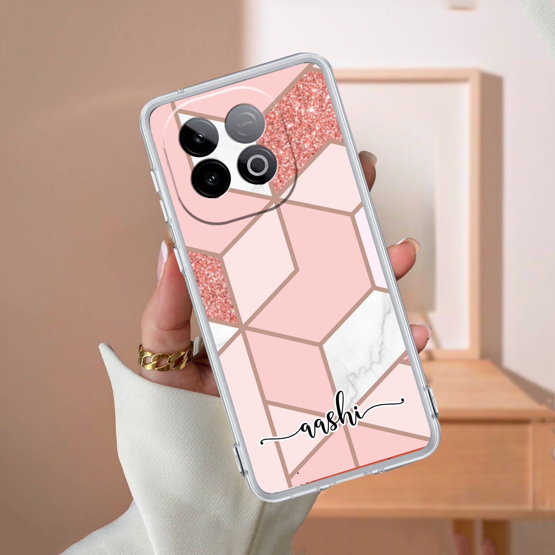 Marble Pink Customize Transparent Silicon Case For iQOO Neo 10 5G