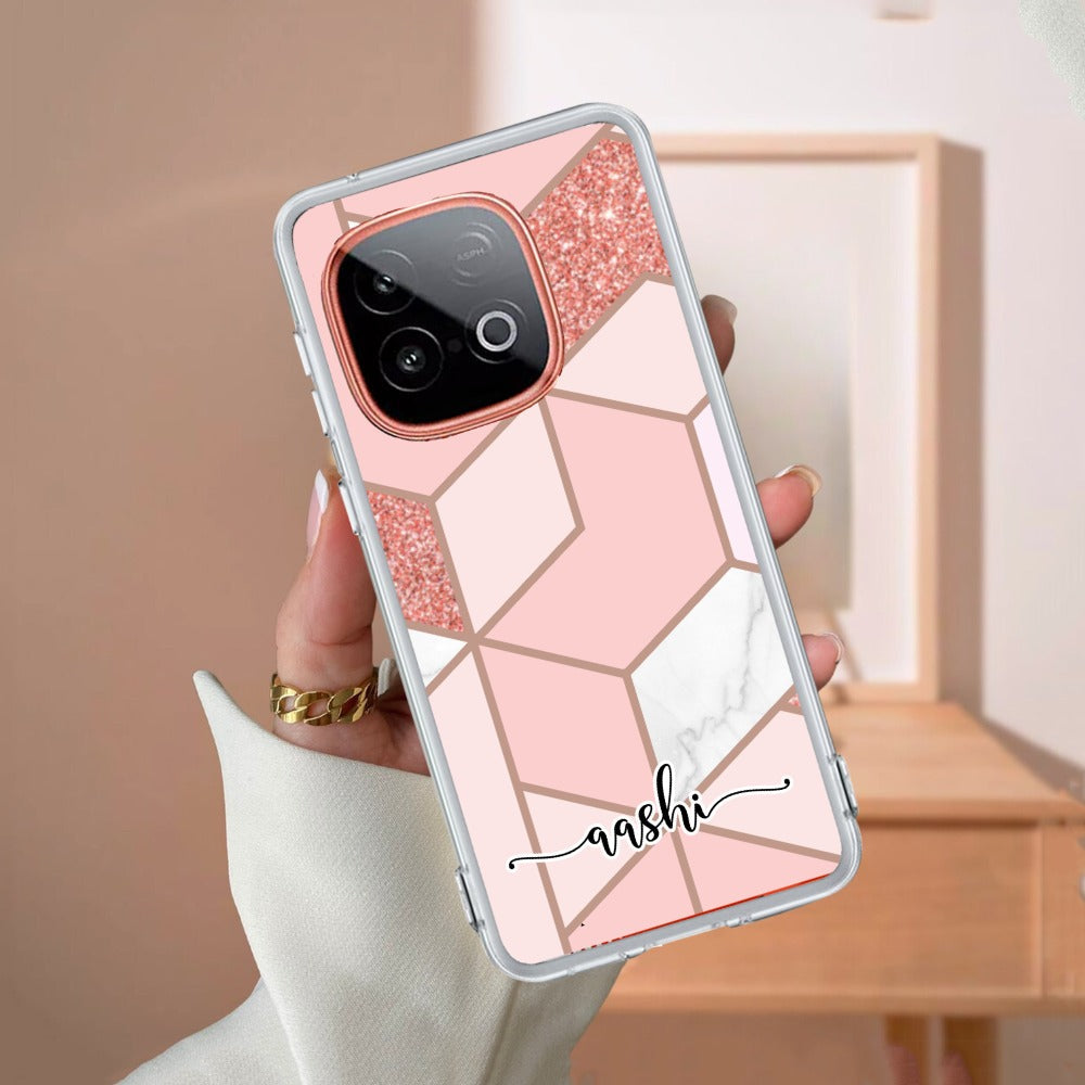 Marble Pink Customize Transparent Silicon Case For iQOO