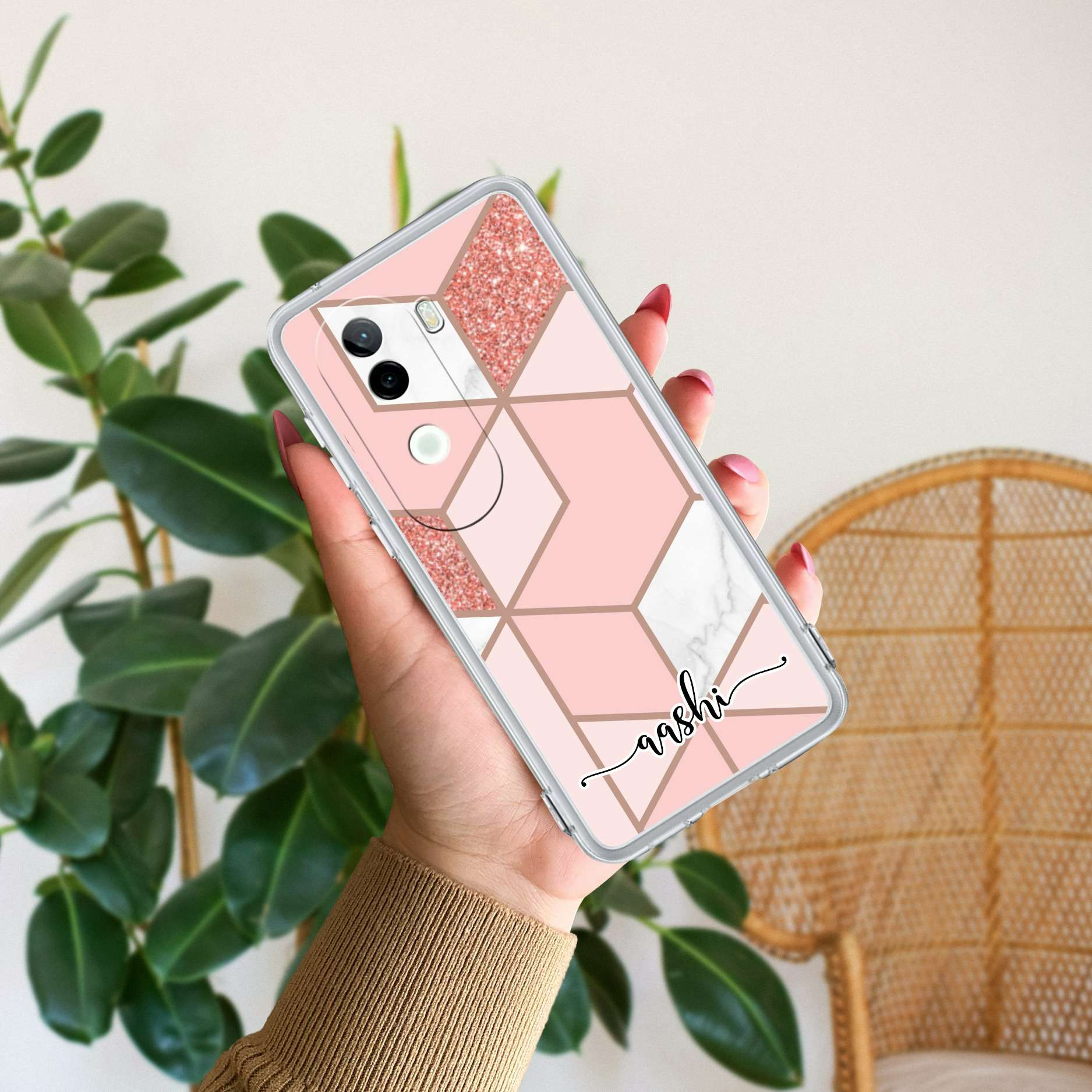 Marble Pink Customize Transparent Silicon Case For Vivo Y400 Pro 5G