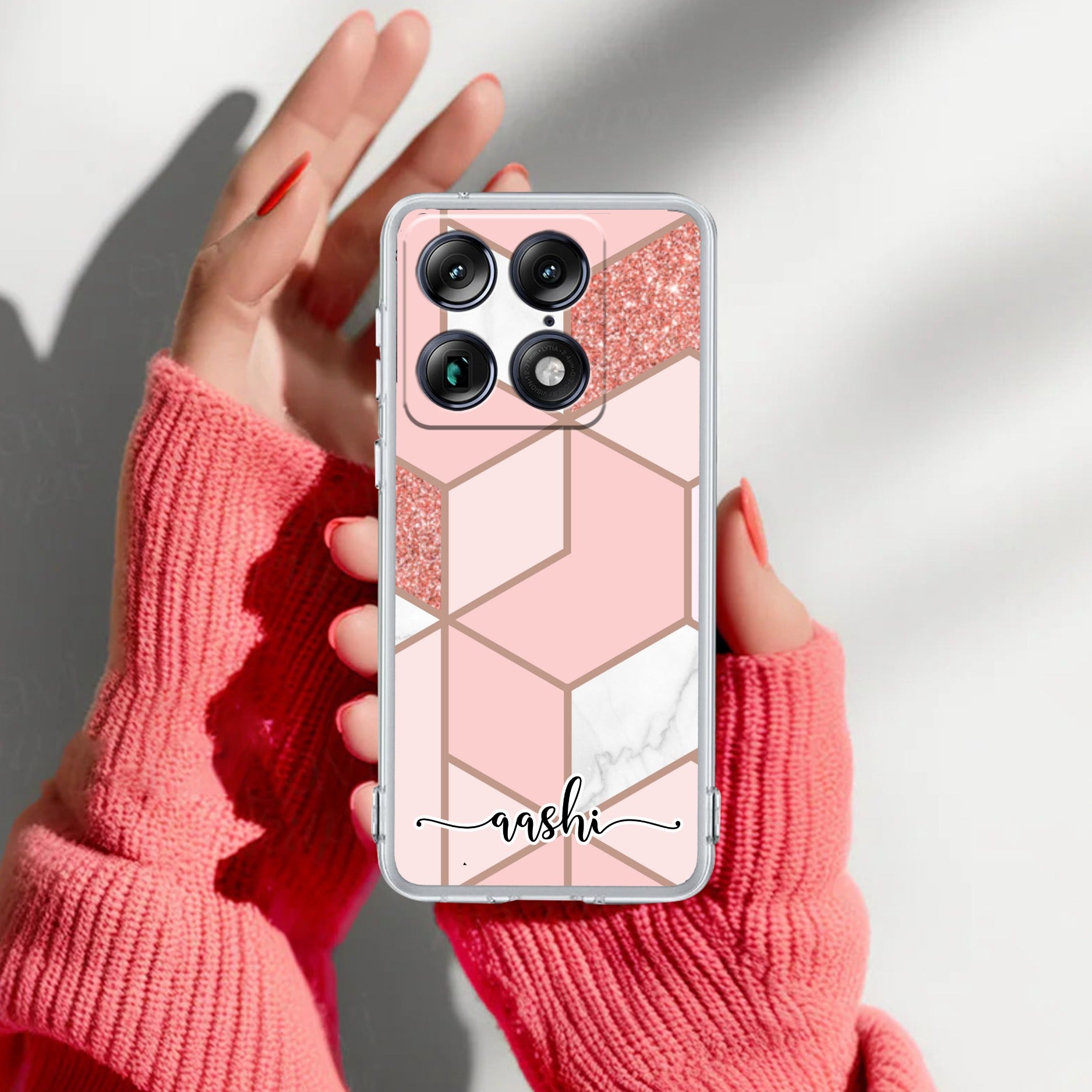 Marble Pink Customize Transparent Silicon Case For Motorola Signature 5G
