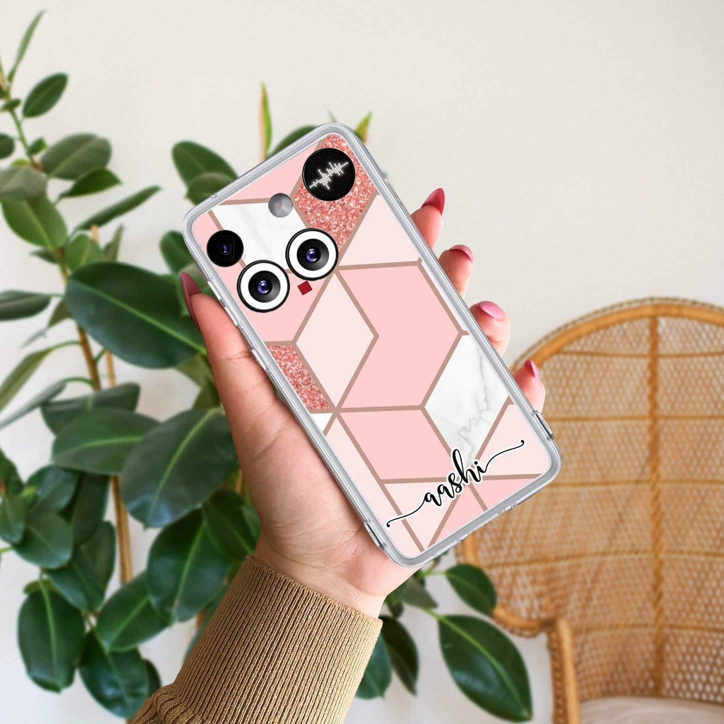 Marble Pink Customize Transparent Silicon Case For Nothing