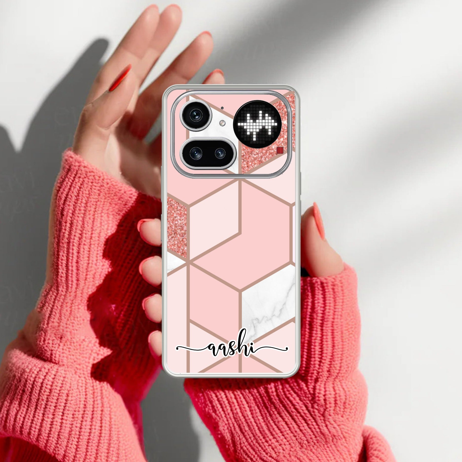 Marble Pink Customize Transparent Silicon Case For Nothing Phone 4A Pro 5G