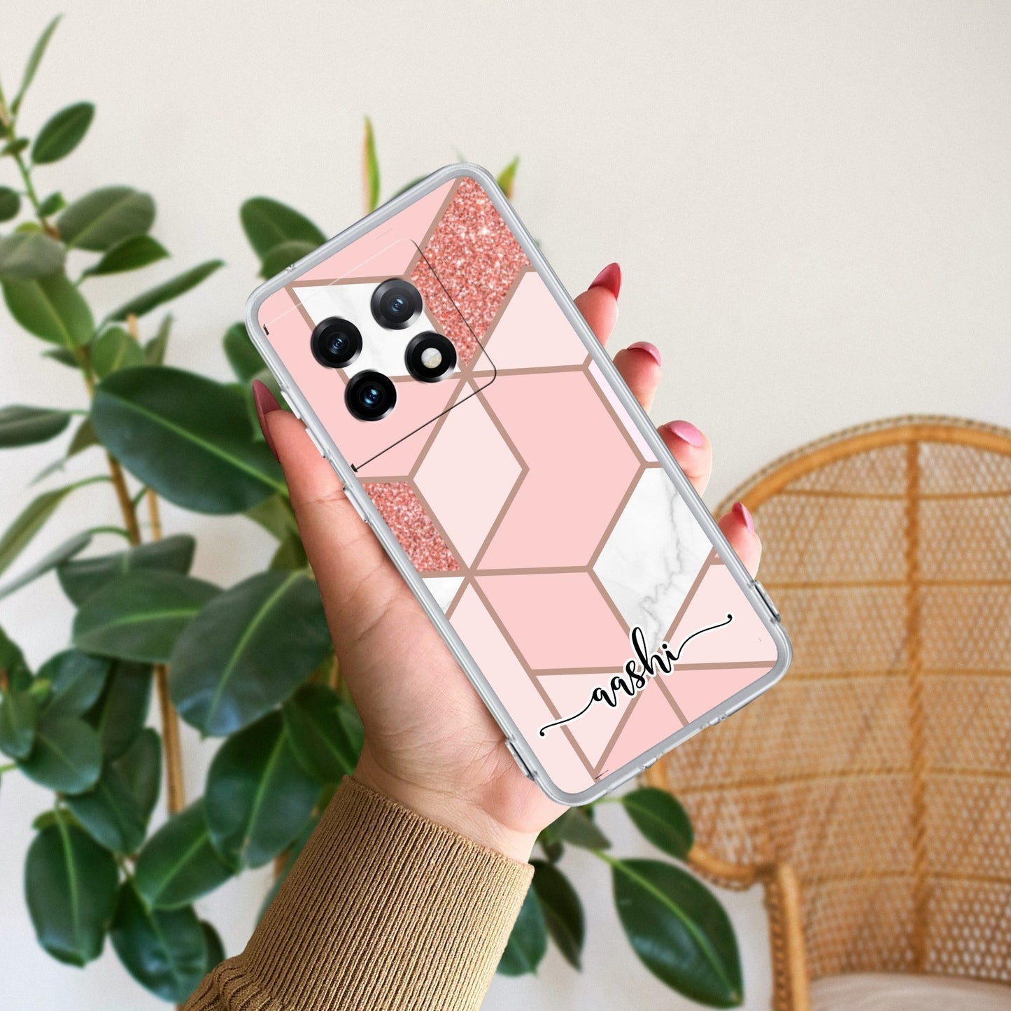 Marble Pink Customize Transparent Silicon Case For OnePlus