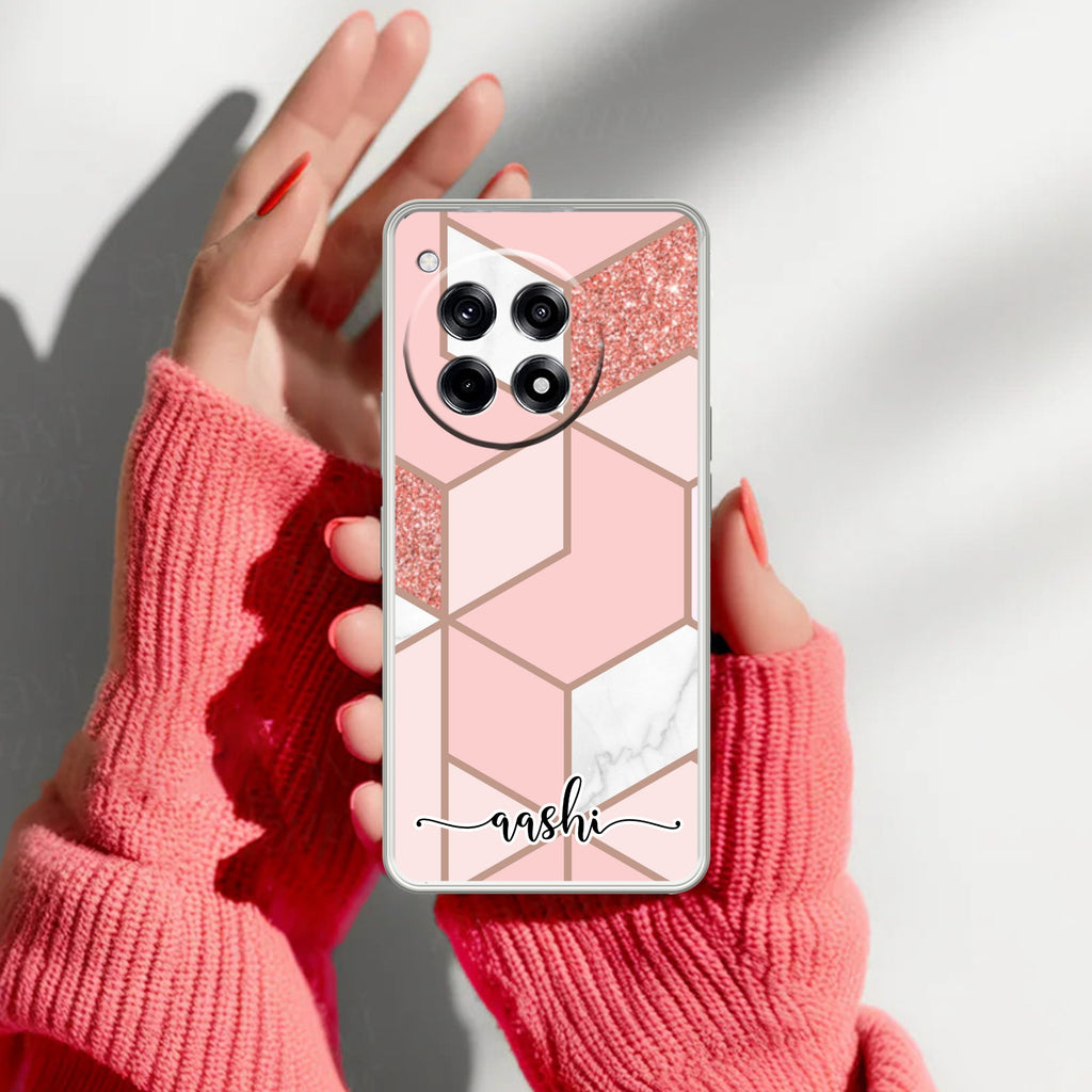 Marble Pink Customize Anti Yellow Case For OnePlus 12R 5G