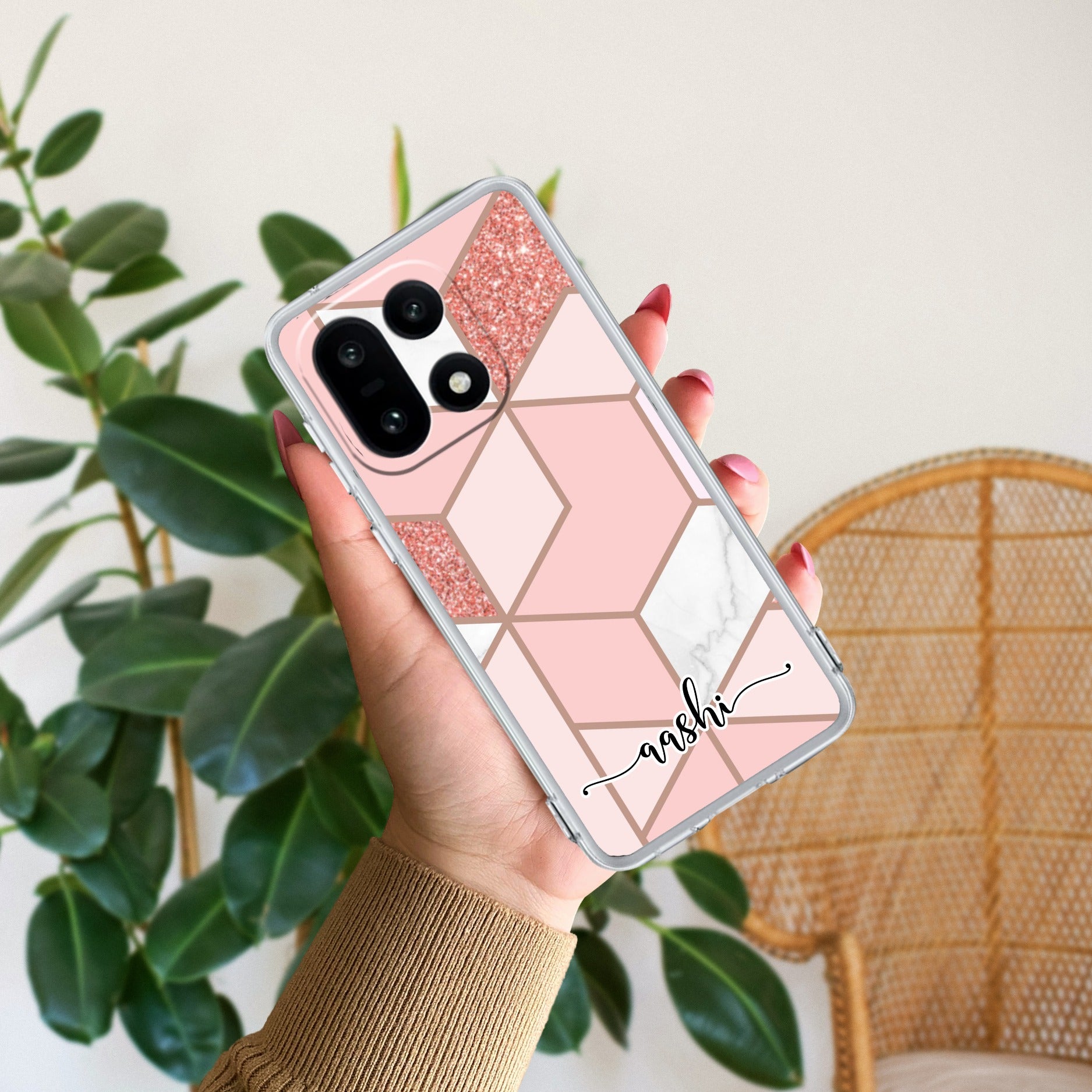 Marble Pink Customize Anti Yellow Case For OnePlus 15 5G