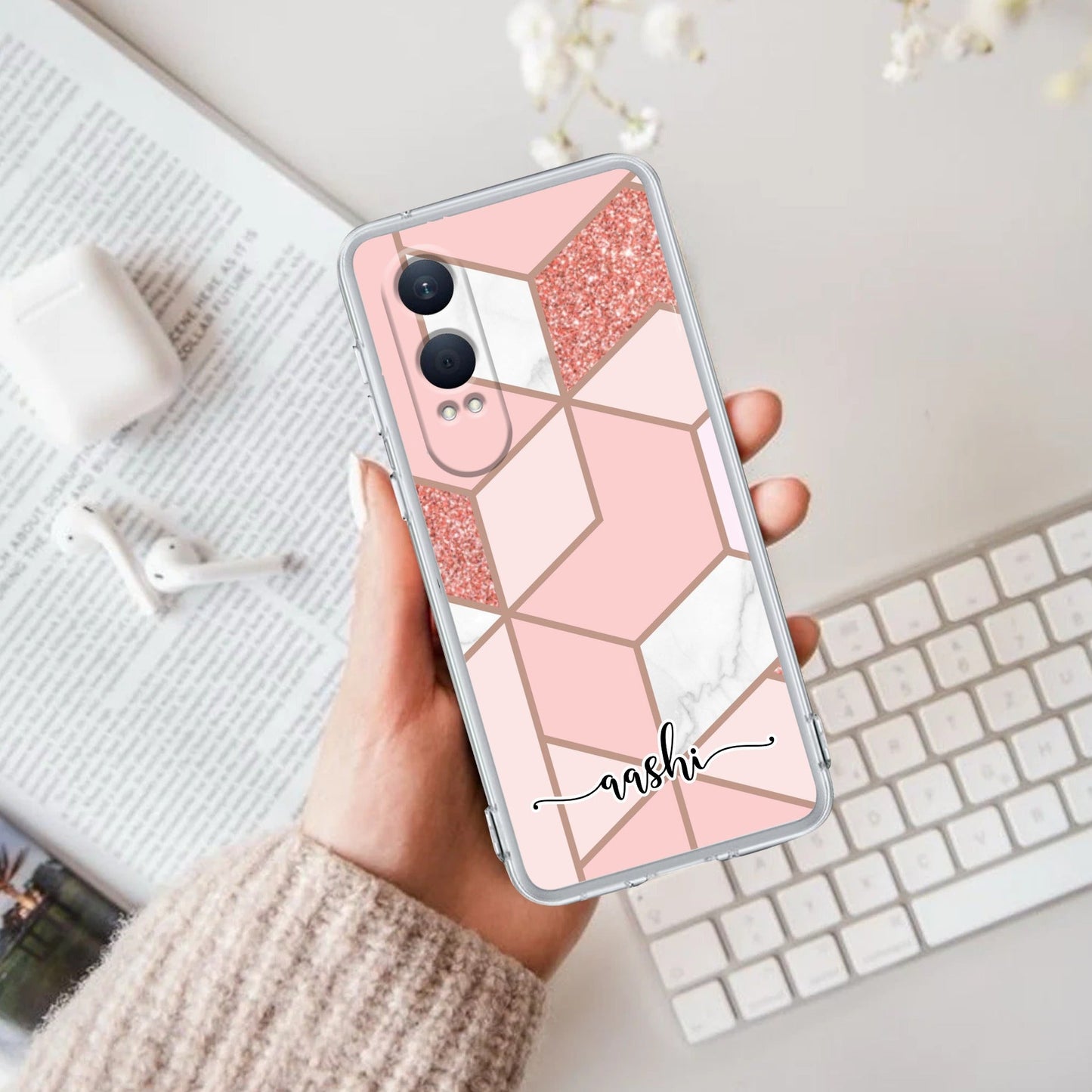 Marble Pink Customize Transparent Silicon Case For OnePlus