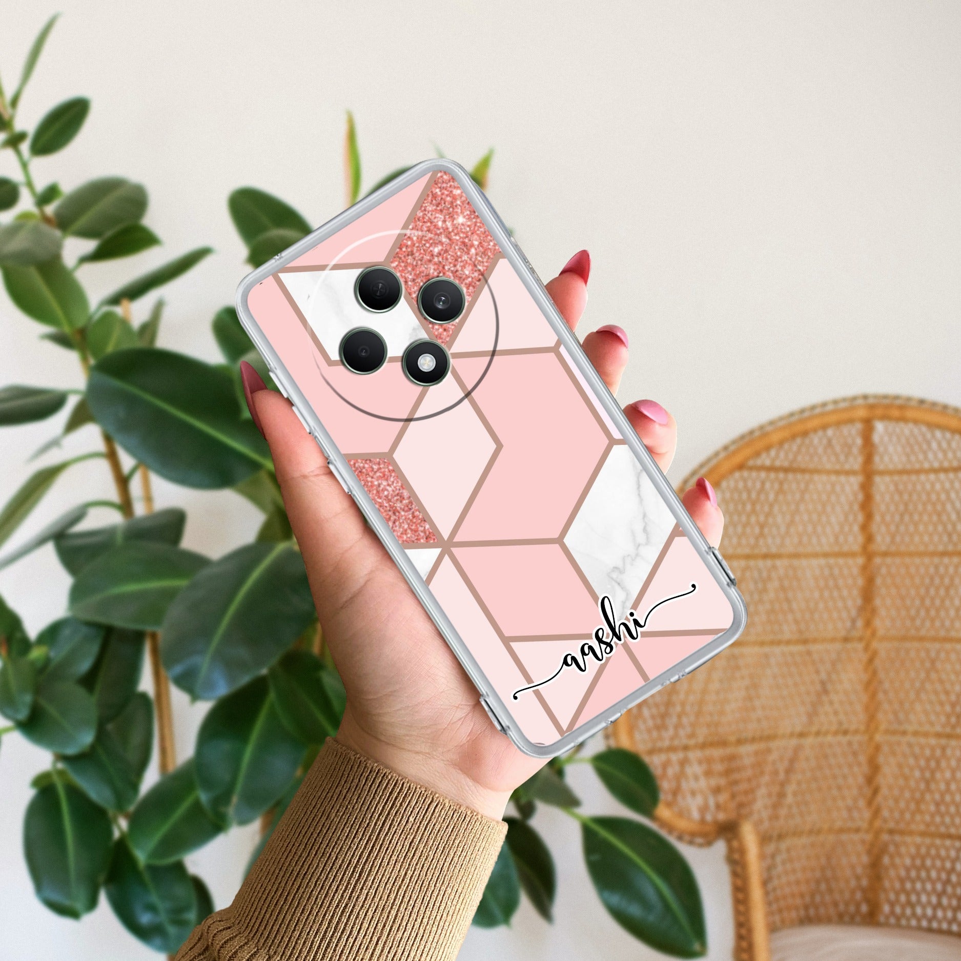 Marble Pink Customize Anti Yellow Case For Oppo F27 Pro Plus 5G