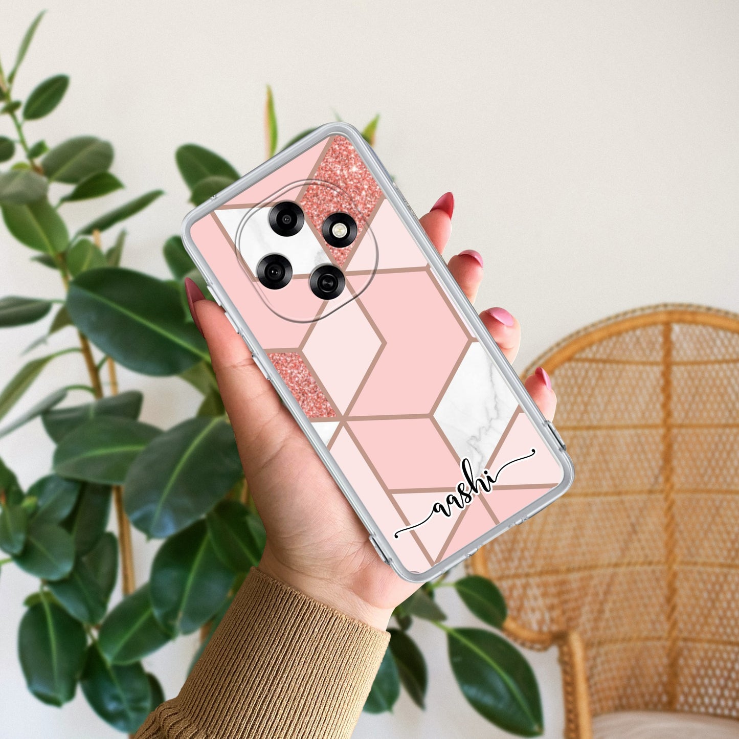 Marble Pink Customize Transparent Silicon Case For Oppo