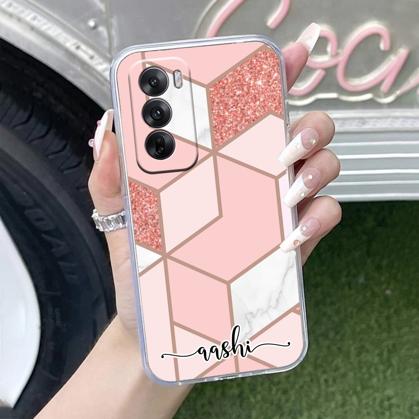 Marble Pink Customize Transparent Silicon Case For Oppo