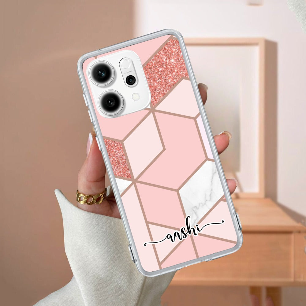 Marble Pink Customize Transparent Silicon Case For Oppo