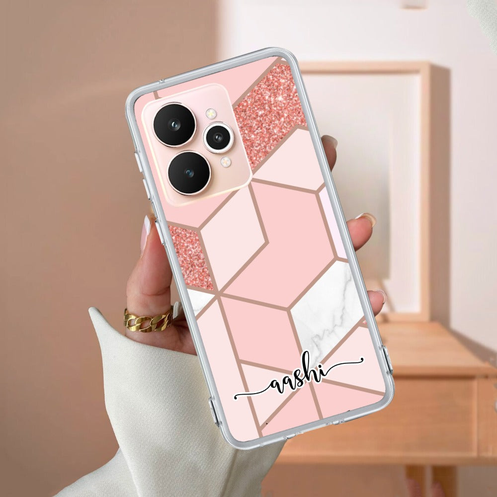 Marble Pink Customize Transparent Silicon Case For Realme/Narzo