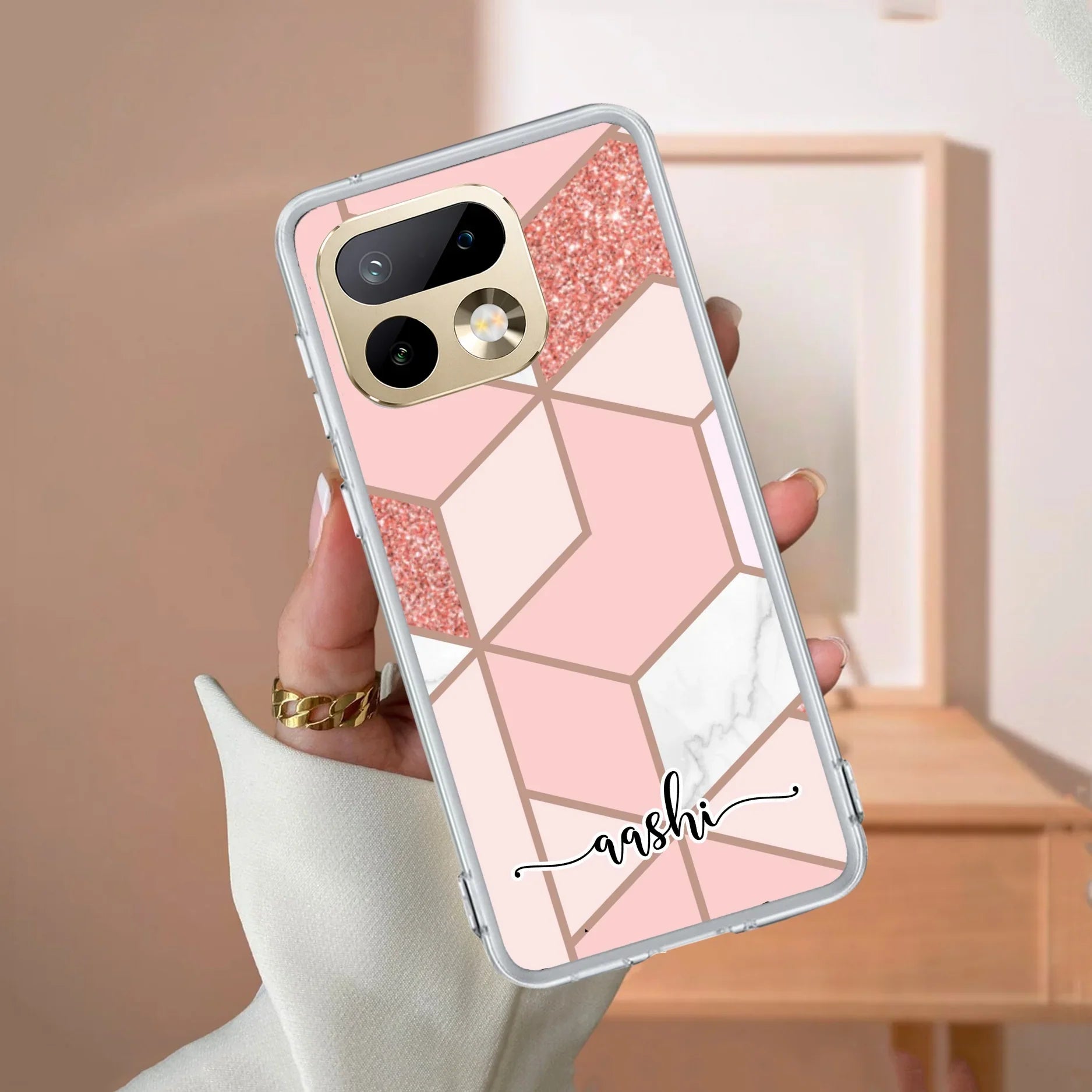 Marble Pink Customize Transparent Silicon Case For Realme P3 Lite 5G
