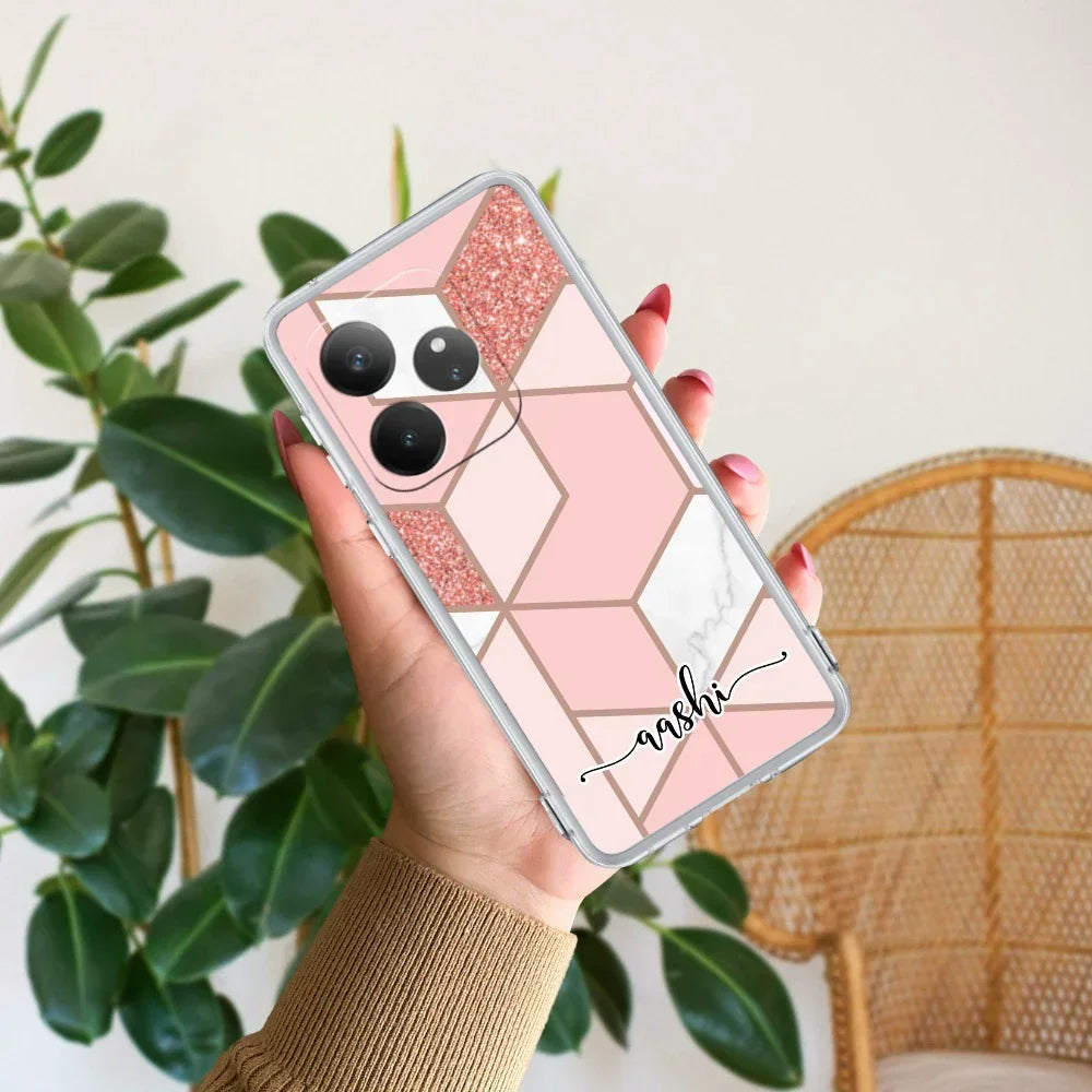 Marble Pink Customize Anti Yelllow Case For Realme GT 6 5G
