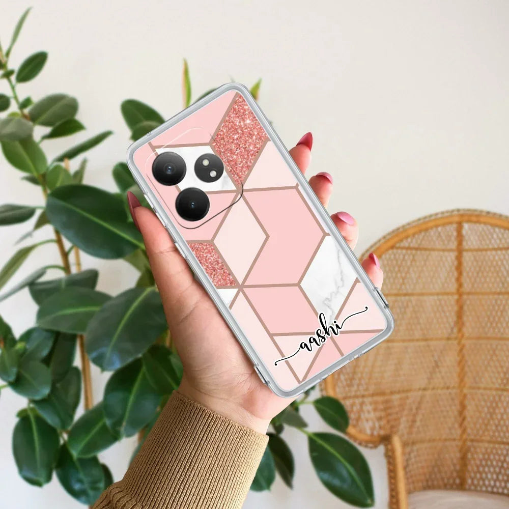 Marble Pink Customize Anti Yelllow Case For Realme GT 6T 5G