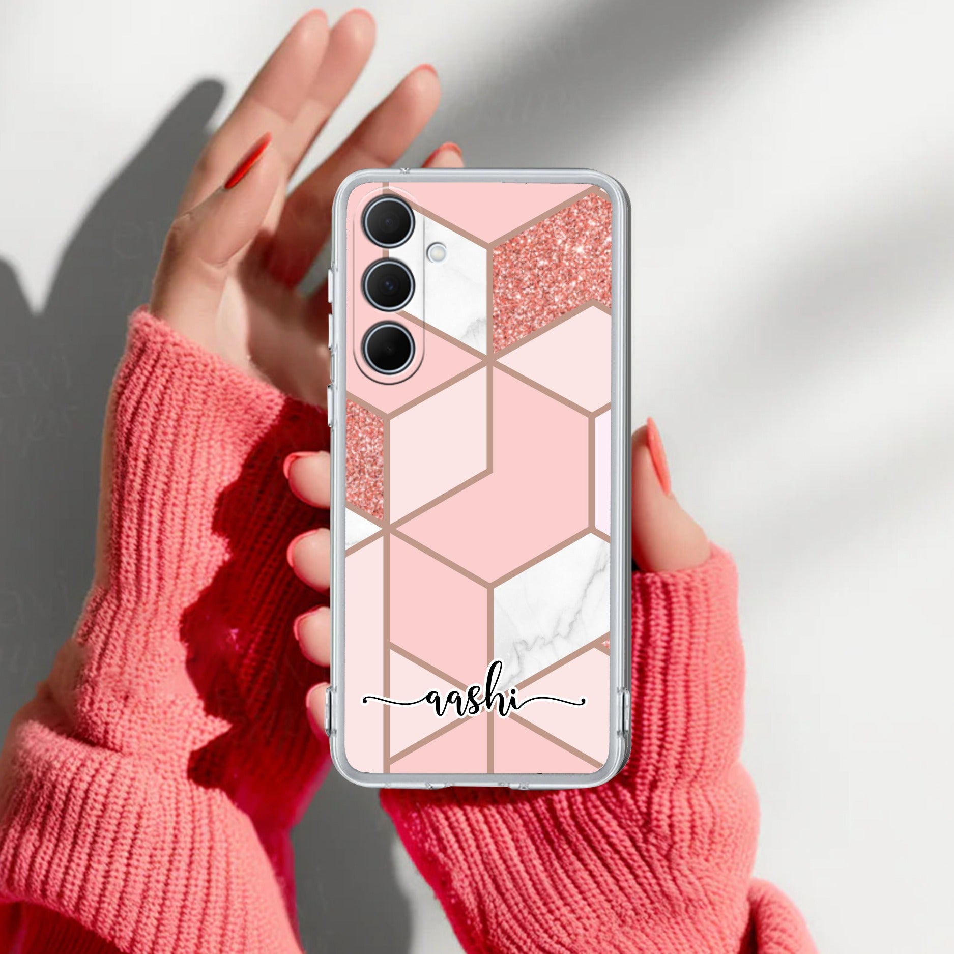 Marble Pink Customize Transparent Silicon Case For Samsung Galaxy A57 5G